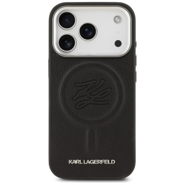 Karl Lagerfeld Initial & Metal Logo MagSafe Case for iPhone 17 Pro Max - Blackeng