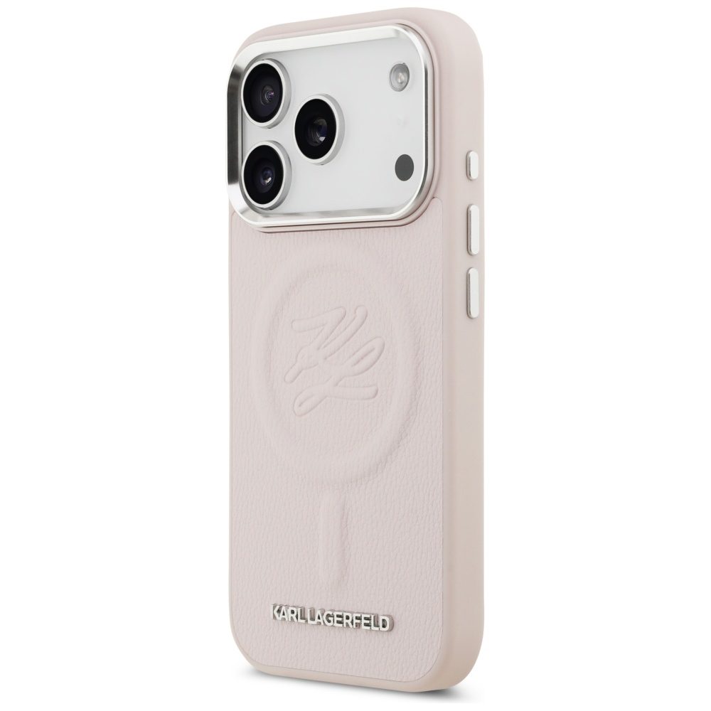 Karl Lagerfeld Initial & Metal Logo MagSafe Case for iPhone 17 Pro Max - Pinkeng