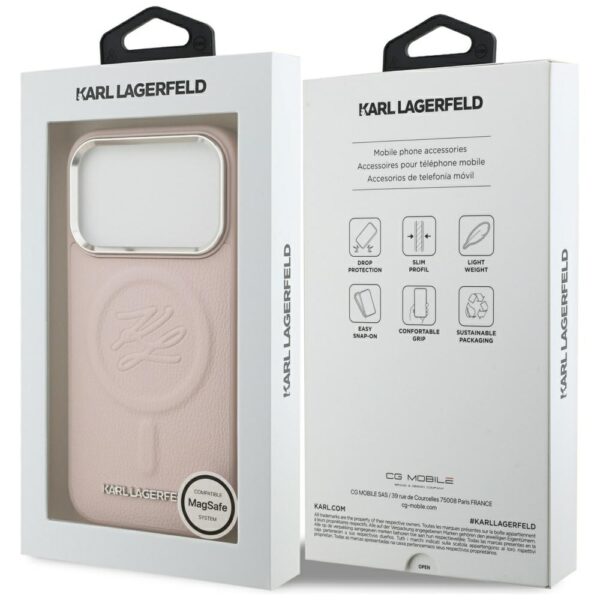 Karl Lagerfeld Initial & Metal Logo MagSafe Case for iPhone 17 Pro Max - Pinkeng