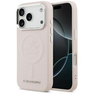Karl Lagerfeld Initial & Metal Logo MagSafe Case for iPhone 17 Pro - Pinkeng