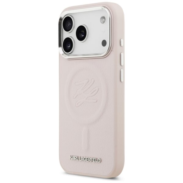 Karl Lagerfeld Initial & Metal Logo MagSafe Case for iPhone 17 Pro - Pinkeng