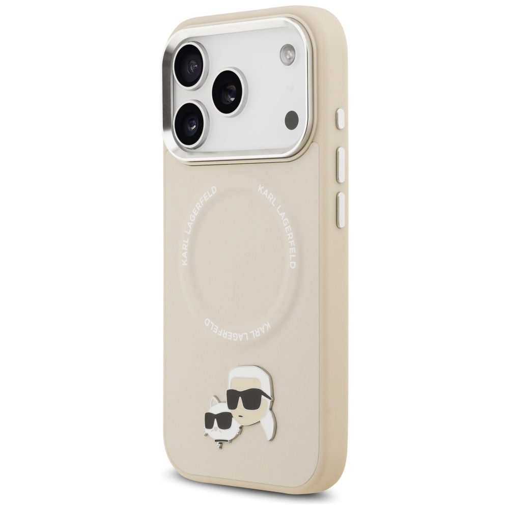 Karl Lagerfeld Karl & Choupette Pins MagSafe Case for iPhone 17 Pro - Beigeeng