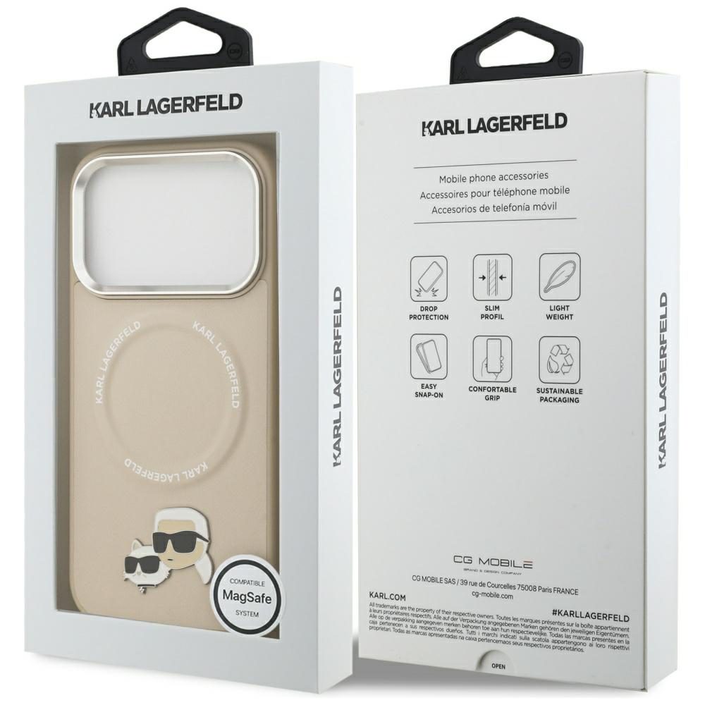 Karl Lagerfeld Karl & Choupette Pins MagSafe Case for iPhone 17 Pro - Beigeeng