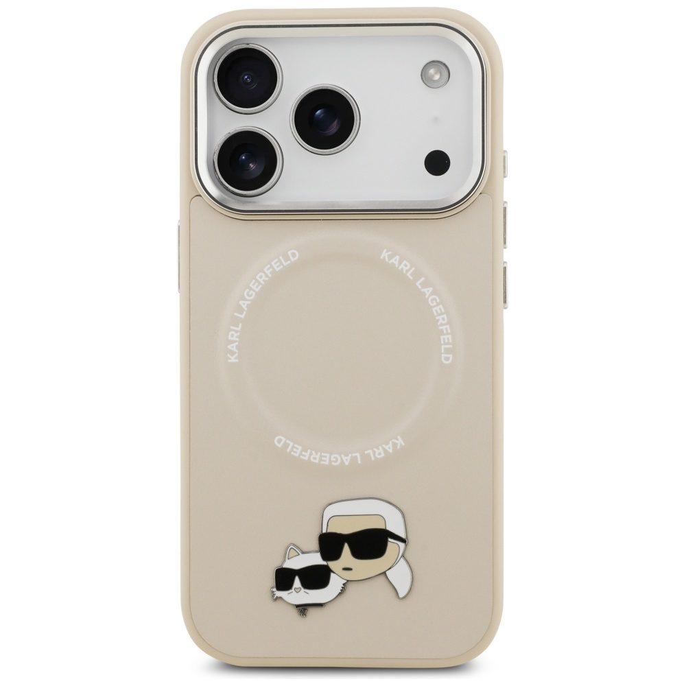 Karl Lagerfeld Karl & Choupette Pins MagSafe Case for iPhone 17 Pro Max - Beigeeng