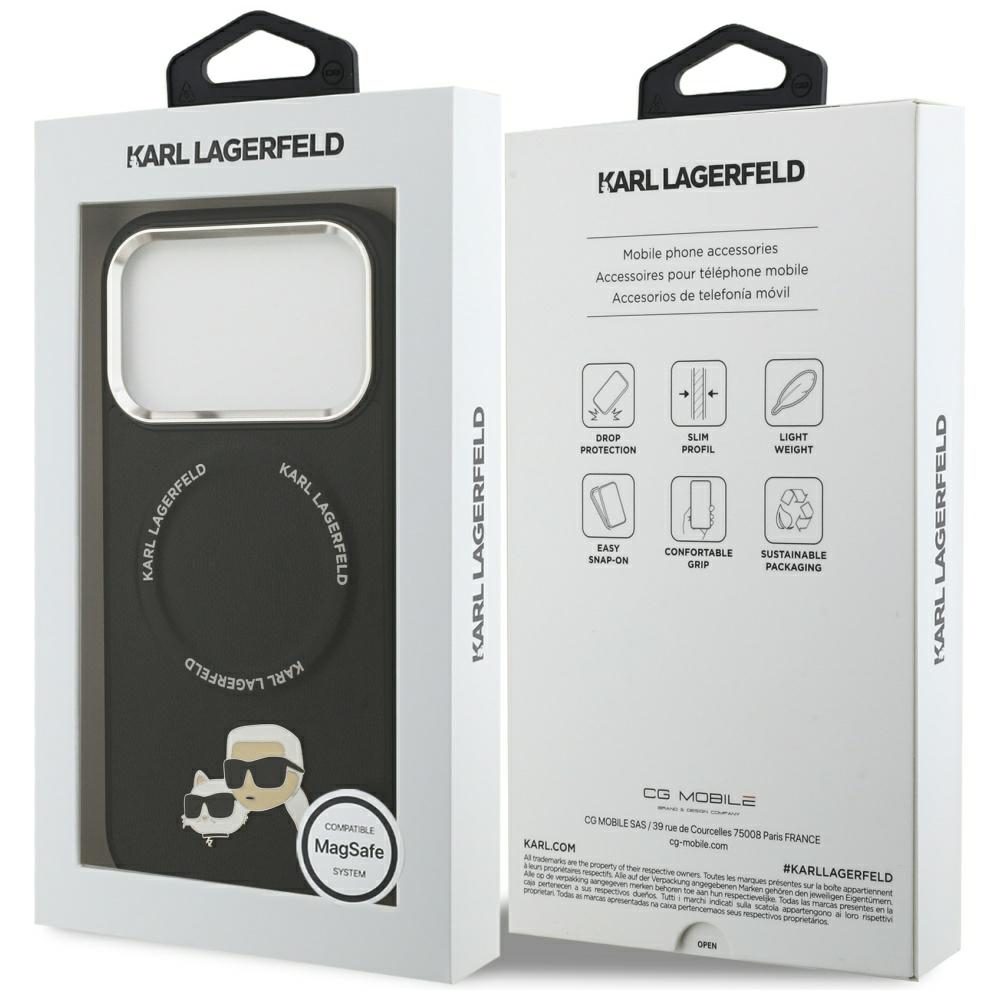 Karl Lagerfeld Karl & Choupette Pins MagSafe Case for iPhone 17 Pro Max - Blackeng