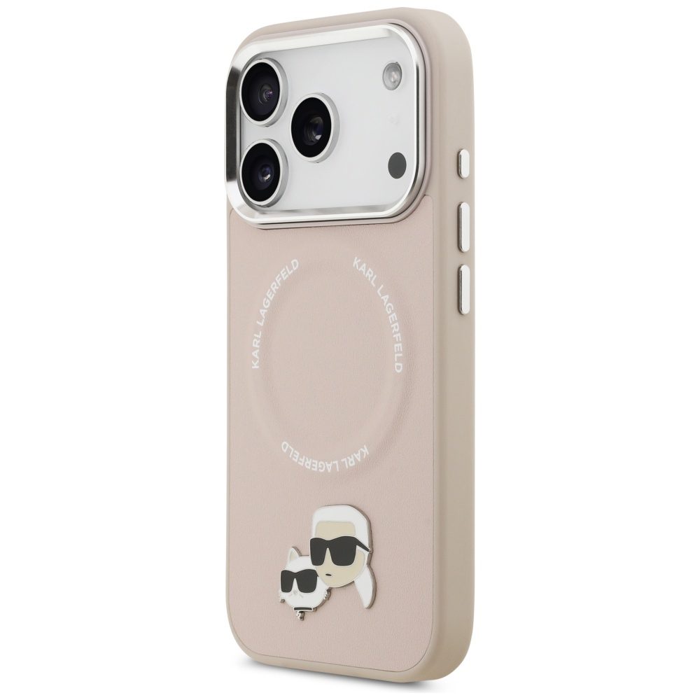 Karl Lagerfeld Karl & Choupette Pins MagSafe Case for iPhone 17 Pro Max - Pinkeng