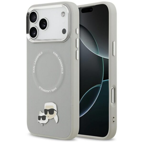 Karl Lagerfeld Karl & Choupette Pins MagSafe Case for iPhone 17 Pro - Grayeng