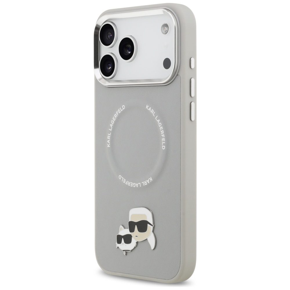 201522_2 Karl Lagerfeld Karl & Choupette Pins MagSafe Case for iPhone 17 Pro - Grayeng
