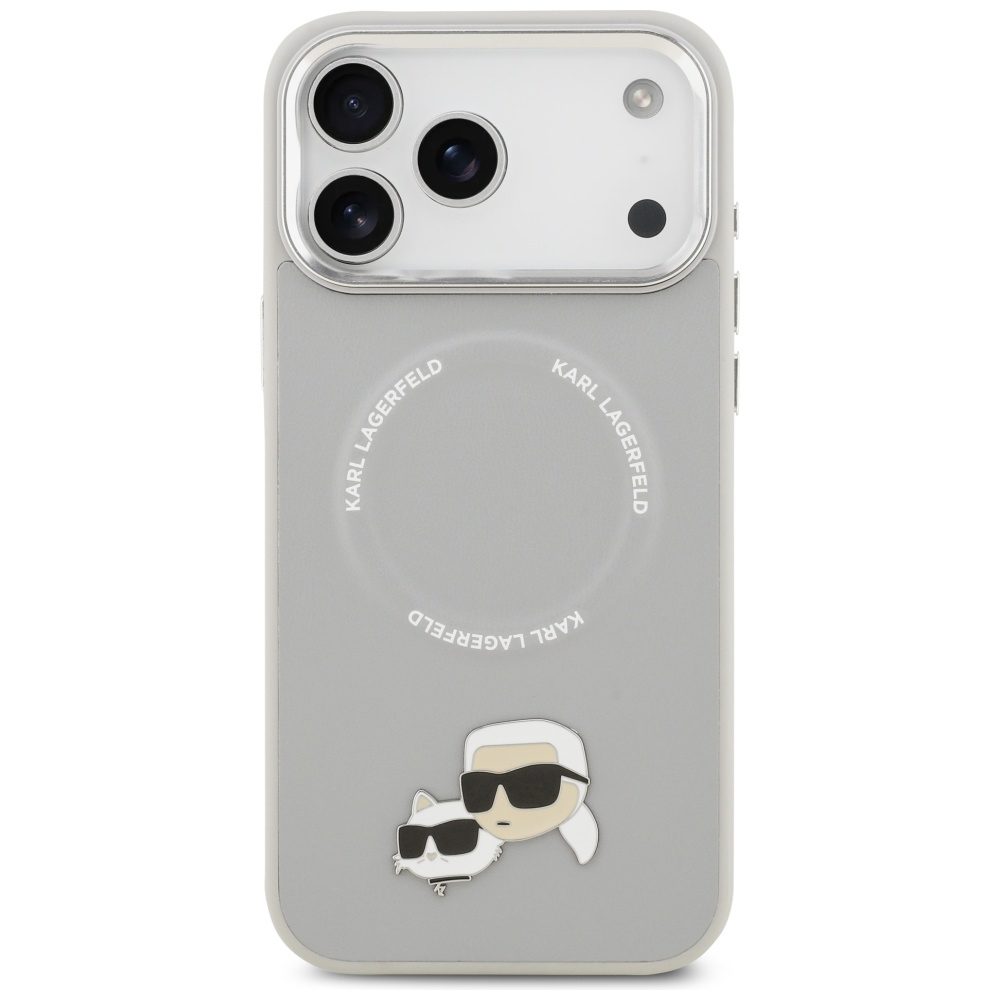 201522_3 Karl Lagerfeld Karl & Choupette Pins MagSafe Case for iPhone 17 Pro - Grayeng