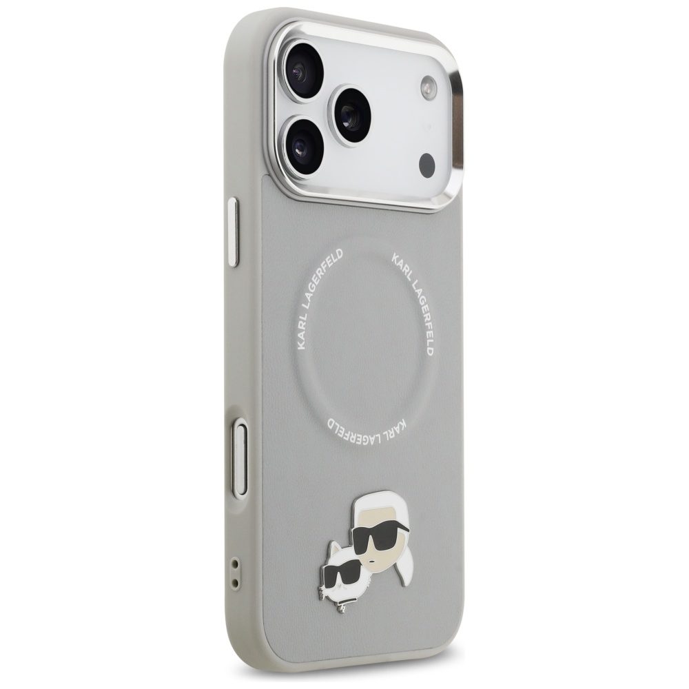 201522_4 Karl Lagerfeld Karl & Choupette Pins MagSafe Case for iPhone 17 Pro - Grayeng