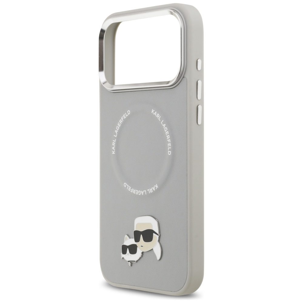 201522_6 Karl Lagerfeld Karl & Choupette Pins MagSafe Case for iPhone 17 Pro - Grayeng