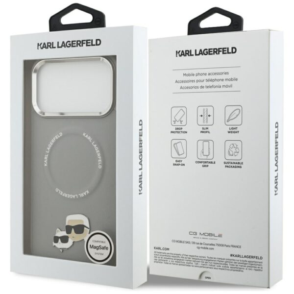 Karl Lagerfeld Karl & Choupette Pins MagSafe Case for iPhone 17 Pro - Grayeng