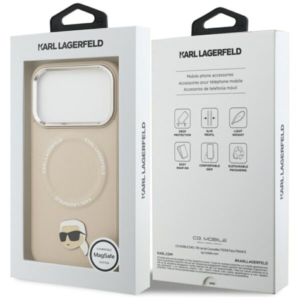 Karl Lagerfeld Karl Pin MagSafe Case for iPhone 17 Pro - Beigeeng