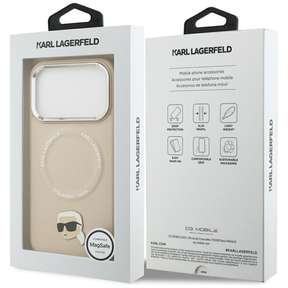 Karl Lagerfeld Karl Pin MagSafe Case for iPhone 17 Pro - Beigeeng