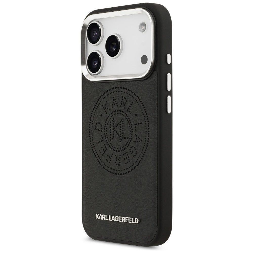 201537_2 Karl Lagerfeld Point & Metal Logo MagSafe Case for iPhone 17 Pro Max - Blackeng
