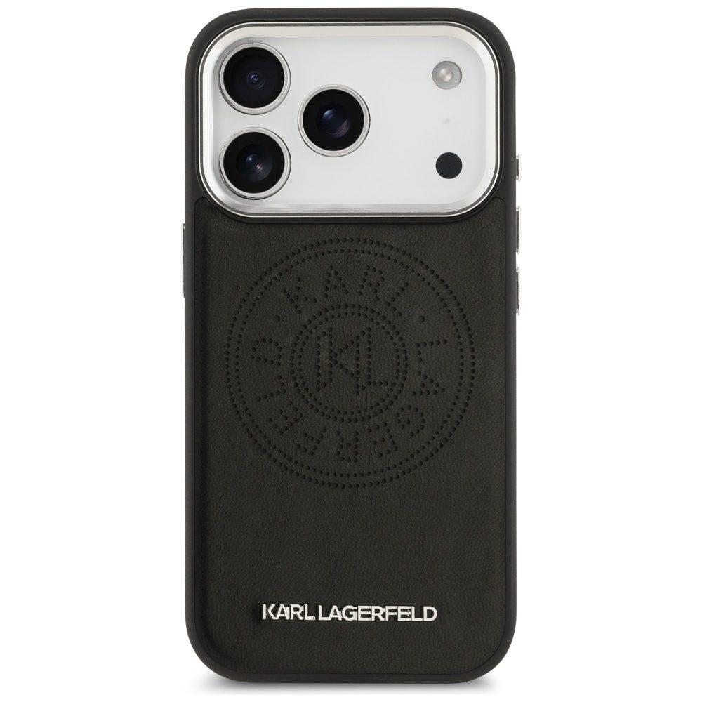 201537_3 Karl Lagerfeld Point & Metal Logo MagSafe Case for iPhone 17 Pro Max - Blackeng