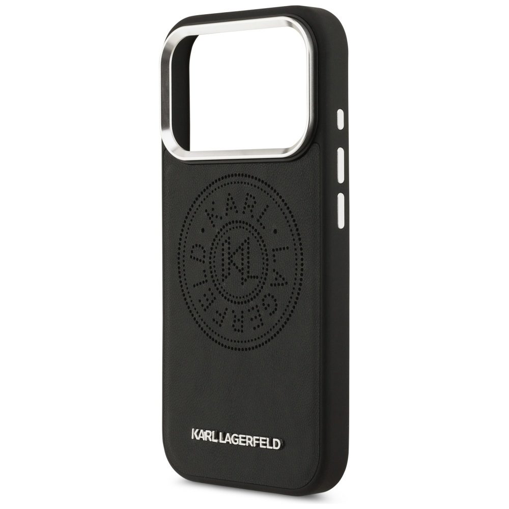 201537_6 Karl Lagerfeld Point & Metal Logo MagSafe Case for iPhone 17 Pro Max - Blackeng