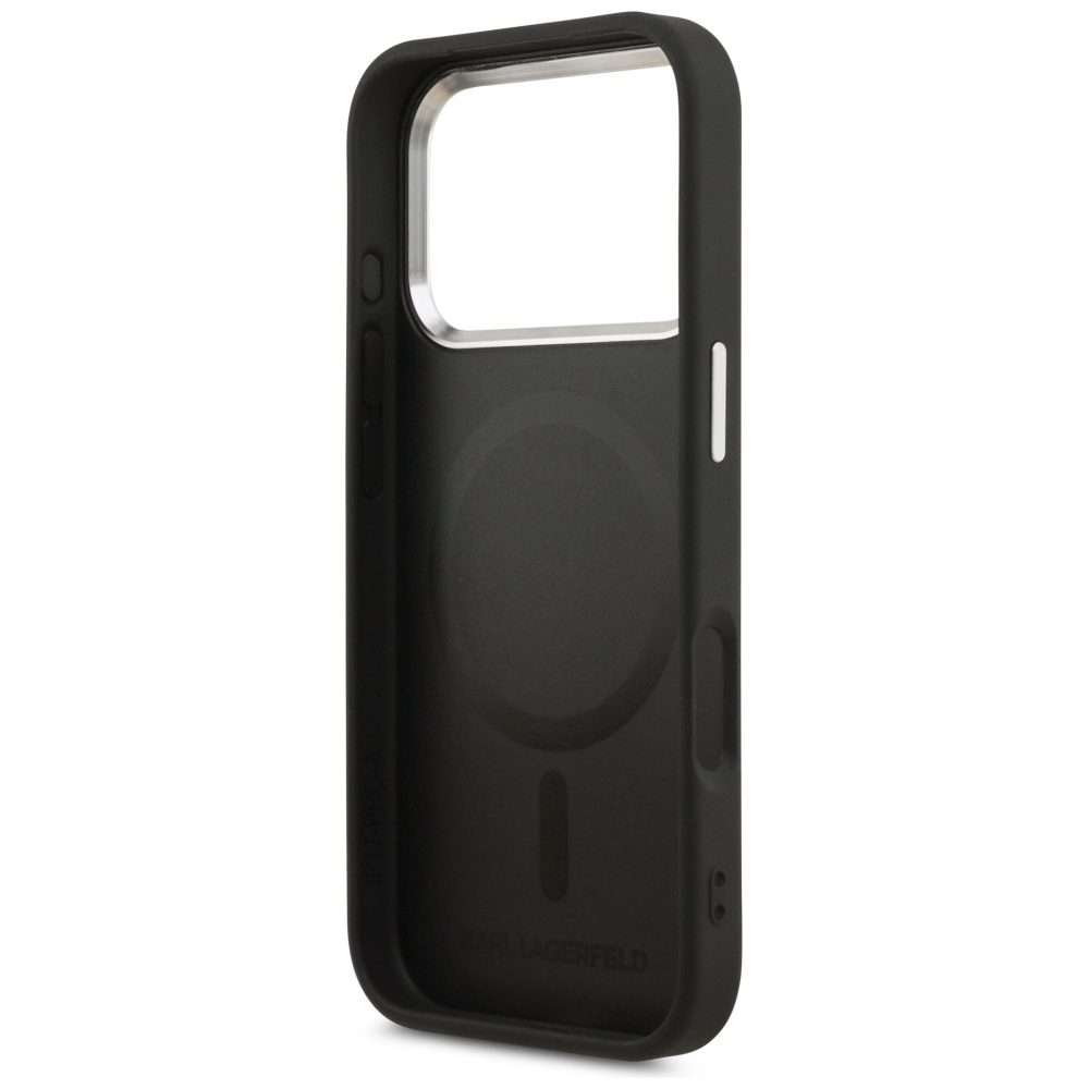 201537_7 Karl Lagerfeld Point & Metal Logo MagSafe Case for iPhone 17 Pro Max - Blackeng