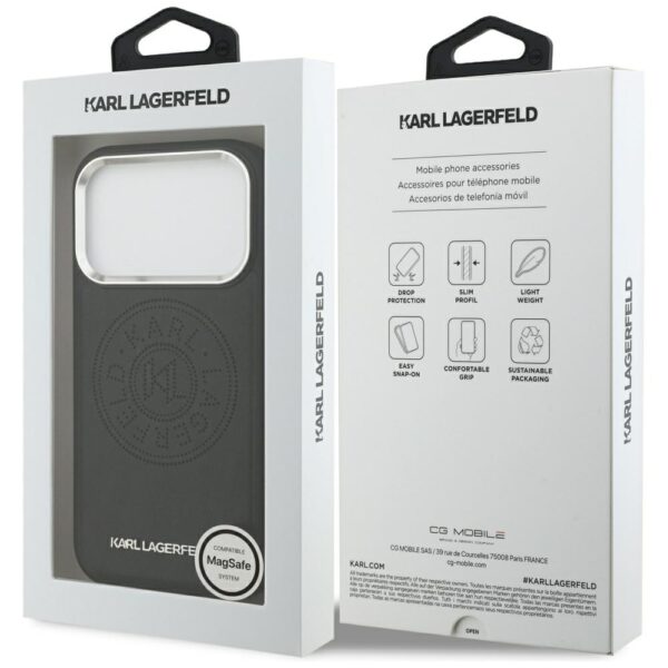 Karl Lagerfeld Point & Metal Logo MagSafe Case for iPhone 17 Pro Max - Blackeng