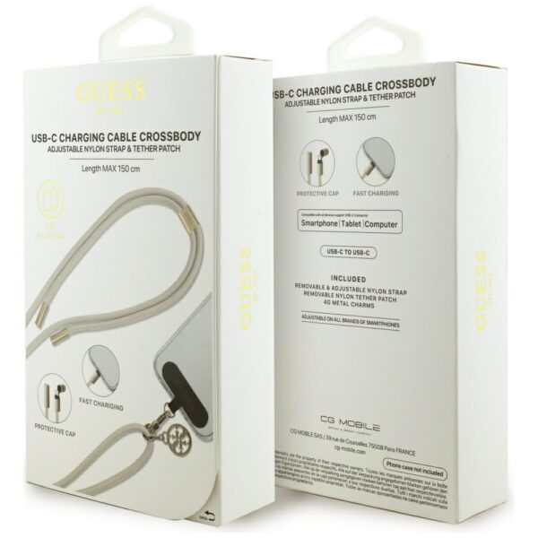 Guess CBDY 4G Charm USB-C / USB-C Cable 150cm - Beigeeng