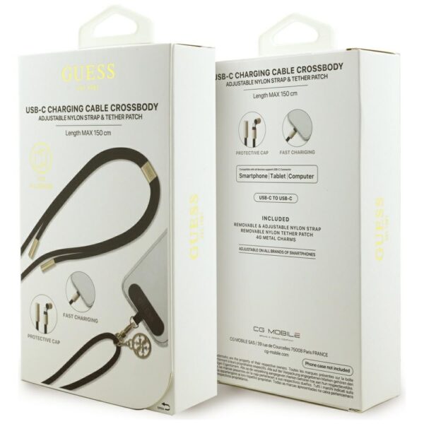 Guess CBDY 4G Charm USB-C / USB-C Cable 150cm - Blackeng