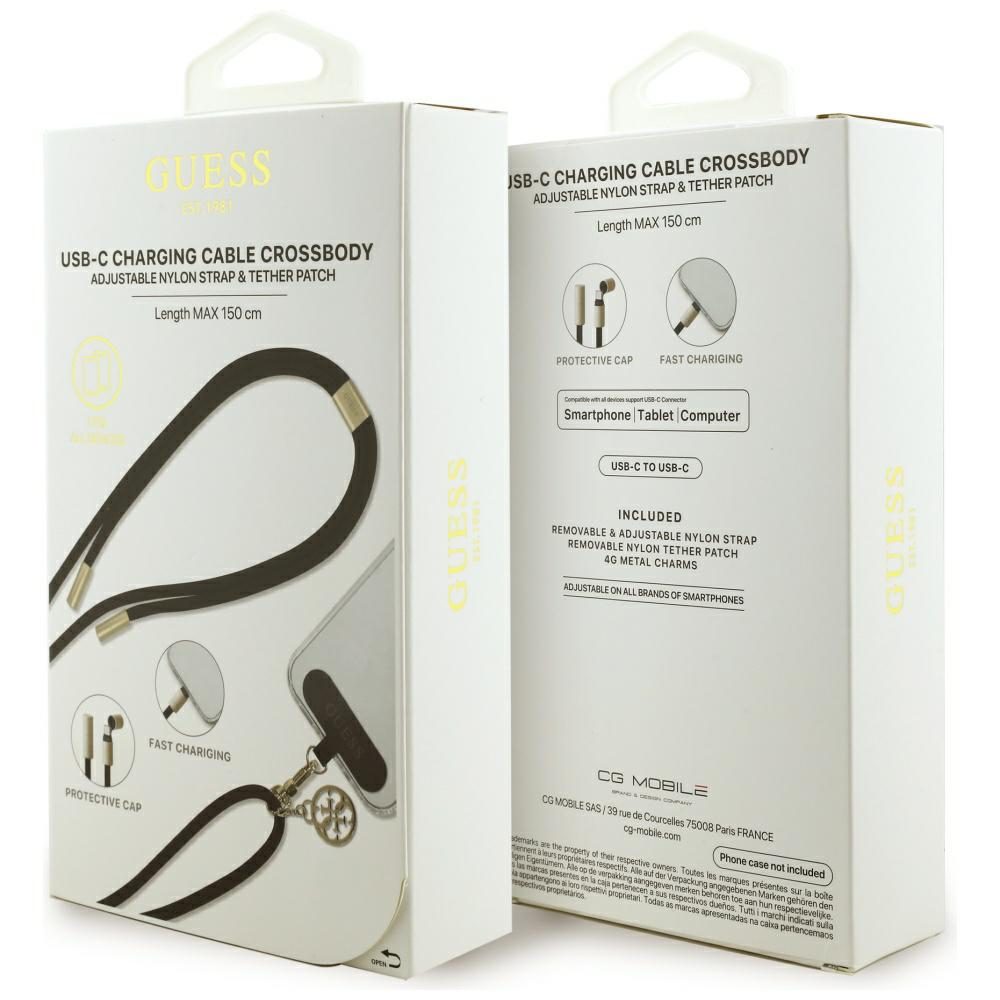 Guess CBDY 4G Charm USB-C / USB-C Cable 150cm - Blackeng