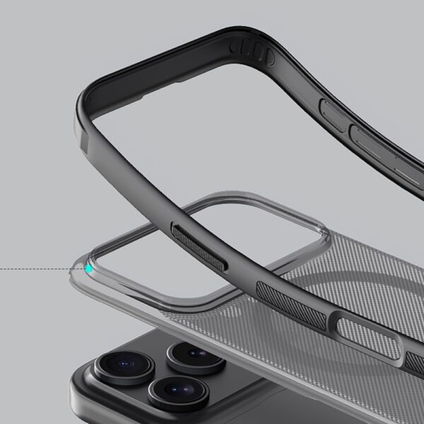 Super Frosted Shield Pro Magnetic Case IP17 Pro Transparent blackpol