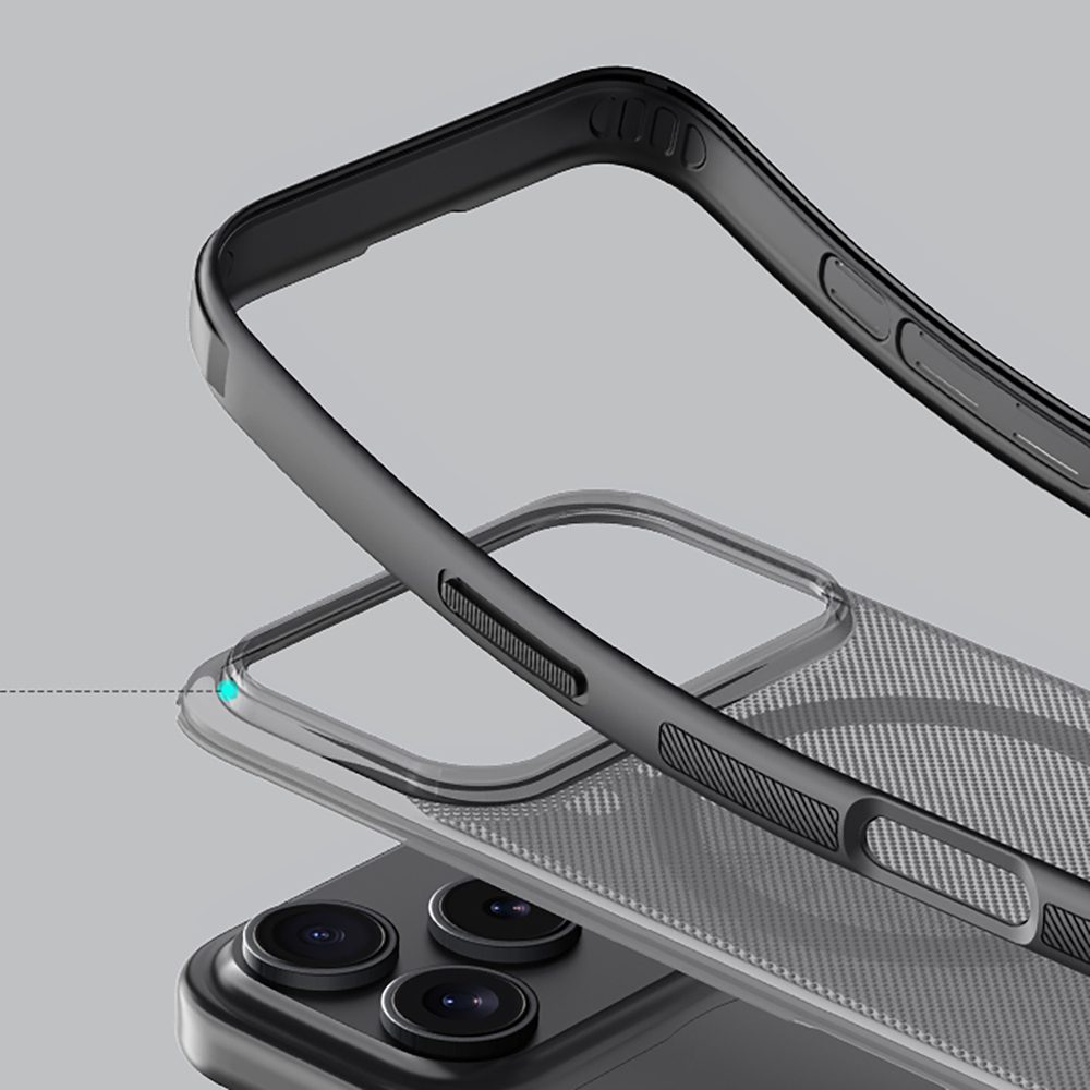 Super Frosted Shield Pro Magnetic Case IP17 Pro Transparent blackpol