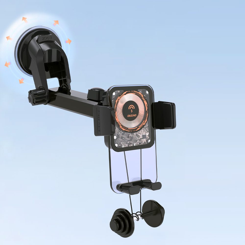 Dudao F19 clamp car holder with 15W inductive charger - blackeng