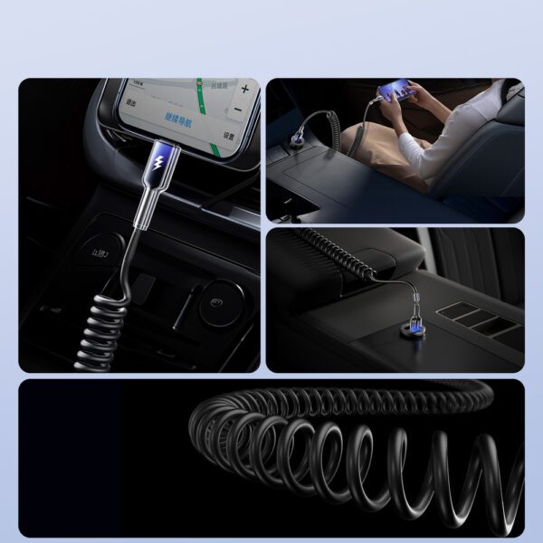 Joyroom S-A43 Crystal-Clear Series 3A USB-A - USB-C spiral cable 1.5m - blackeng