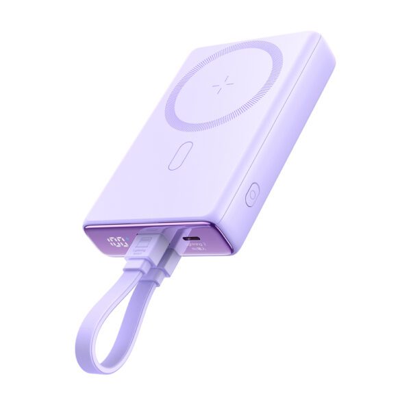 Powerbank Joyroom JR-PBM01 magnetic 10000mAh 20W with stand + Lightning cable - USB-C - purpleeng