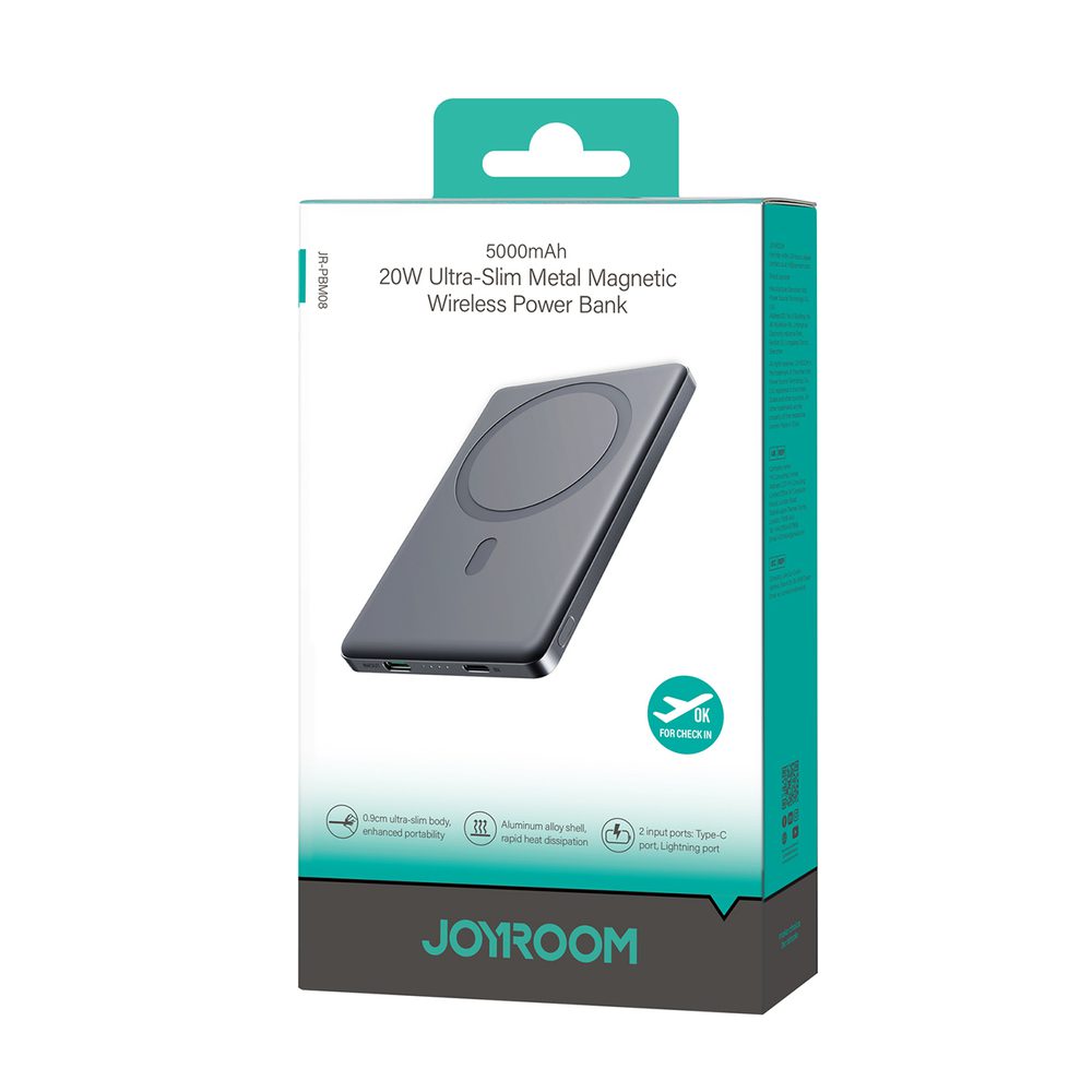 Powerbank Joyroom JR-PBM08 5000mAh 20W ultra-thin with inductive charging - grayeng