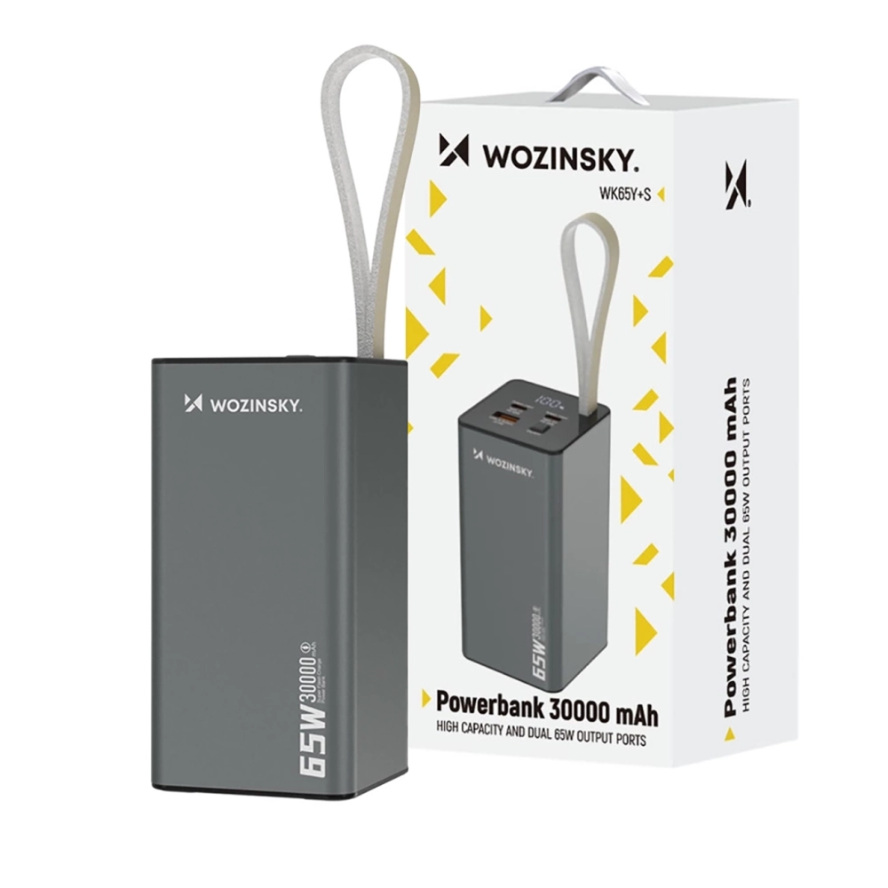 Powerbank Wozinsky K65+ 65W 30000mAh 2x USB-C, 1x USB-A 65W - grayeng