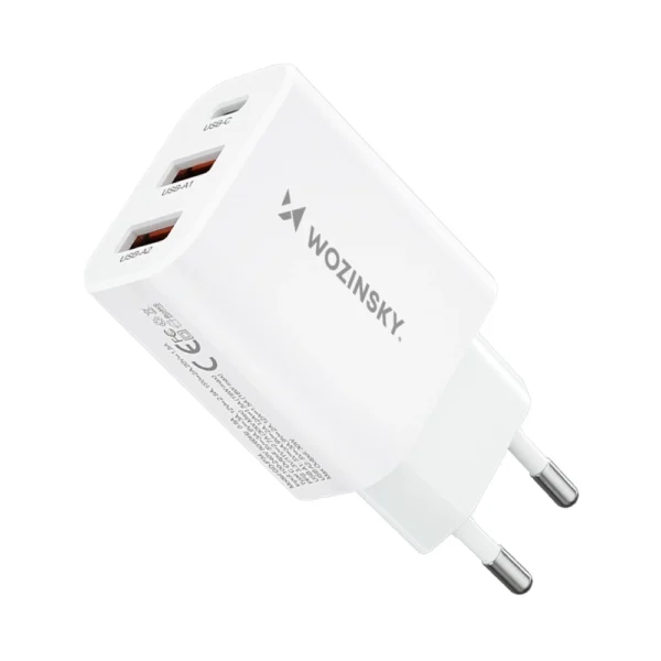 Wozinsky CWCUCW 30W USB-C / 2 x USB-A Wall Charger - Whiteeng