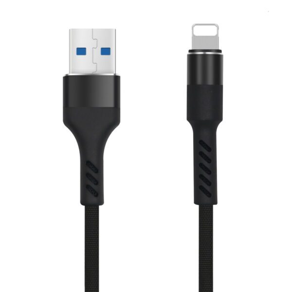 Maxlife MXUC-01 cable USB - Lightning 1,0 m 2A black nylon
