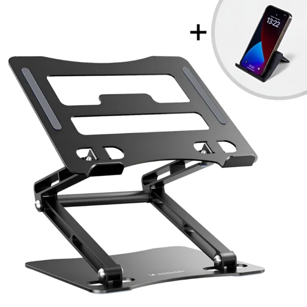 203152_11 Wozinsky WRS-CPY75DSB Aluminum Laptop and Tablet Stand + Free Smartphone Stand - Blackeng