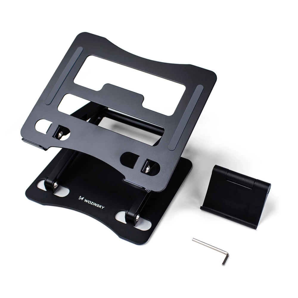 203152_12 Wozinsky WRS-CPY75DSB Aluminum Laptop and Tablet Stand + Free Smartphone Stand - Blackeng