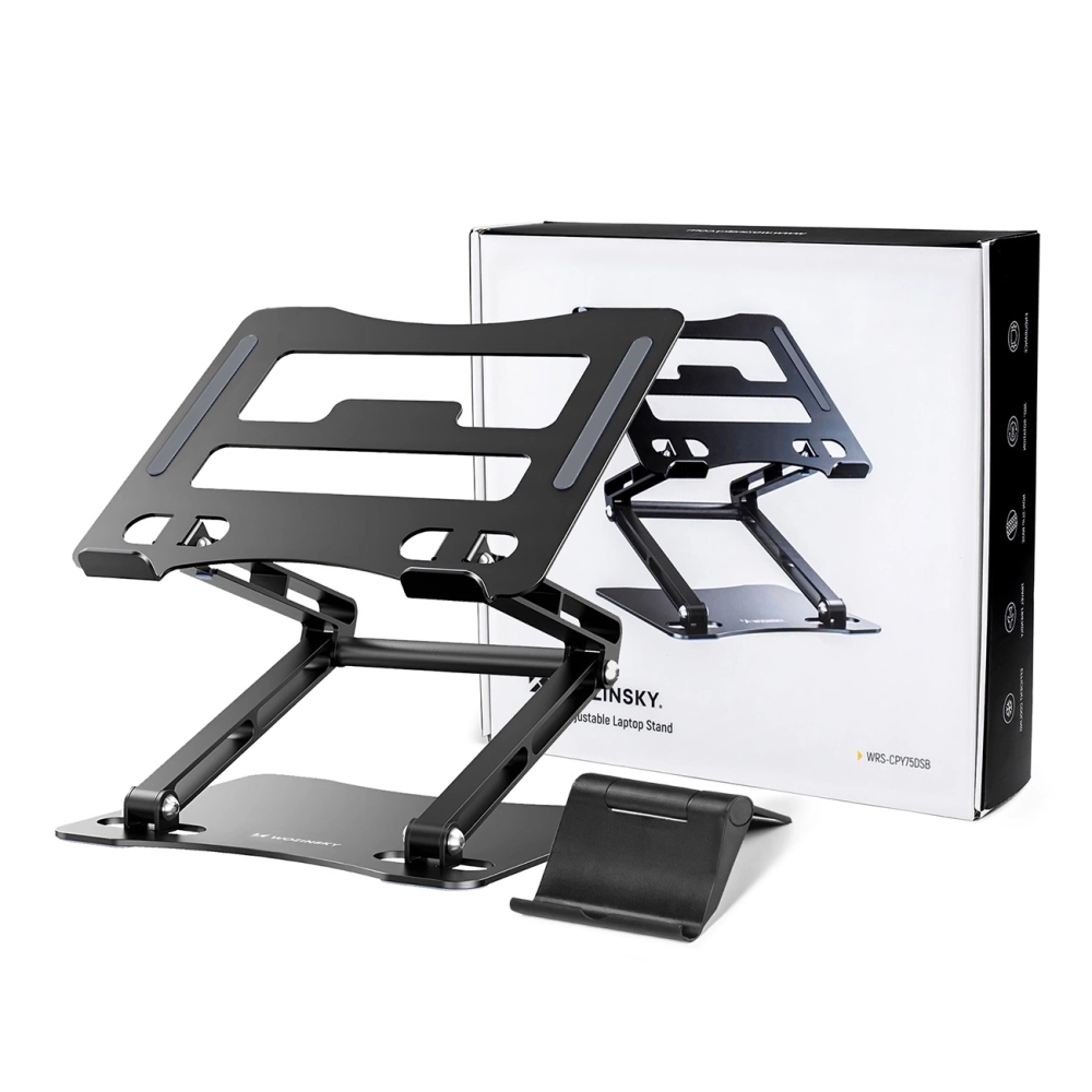 203152_13 Wozinsky WRS-CPY75DSB Aluminum Laptop and Tablet Stand + Free Smartphone Stand - Blackeng