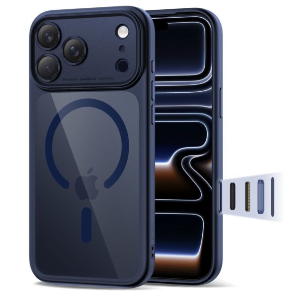 Tech-Protect Magpeak Magsafe CC Case for iPhone 17 Pro Max - Clear Navy Blueeng