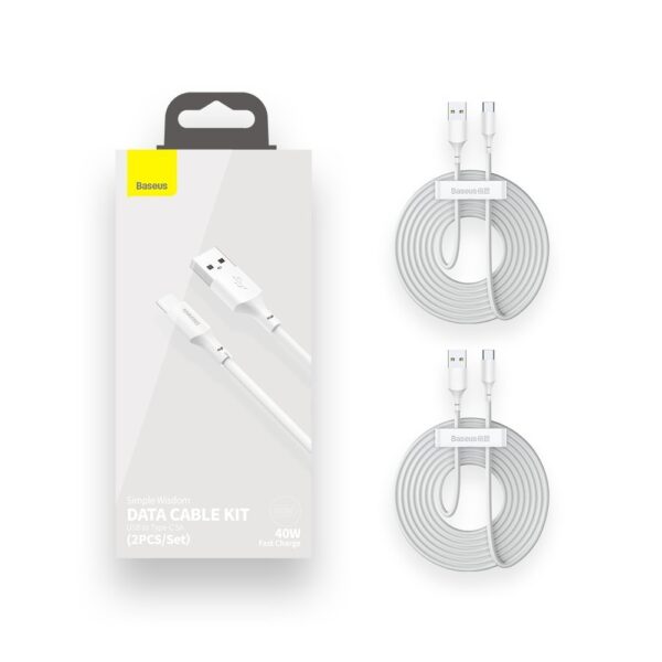 Baseus 2x USB-A - USB Type C cable fast charging Quick Charge 40 W 5 A 1.5 m - white (TZCATZJ-02)eng