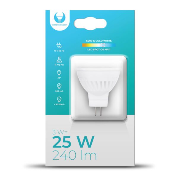 LED Bulb G4 MR11 3W 12V 6000K Forever Light