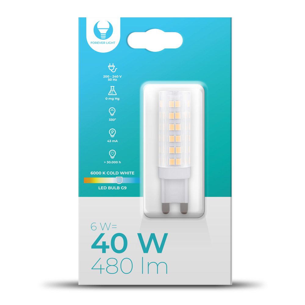 204674_oryg LED Bulb G9 6W 230V 6000K 480lm Forever Light