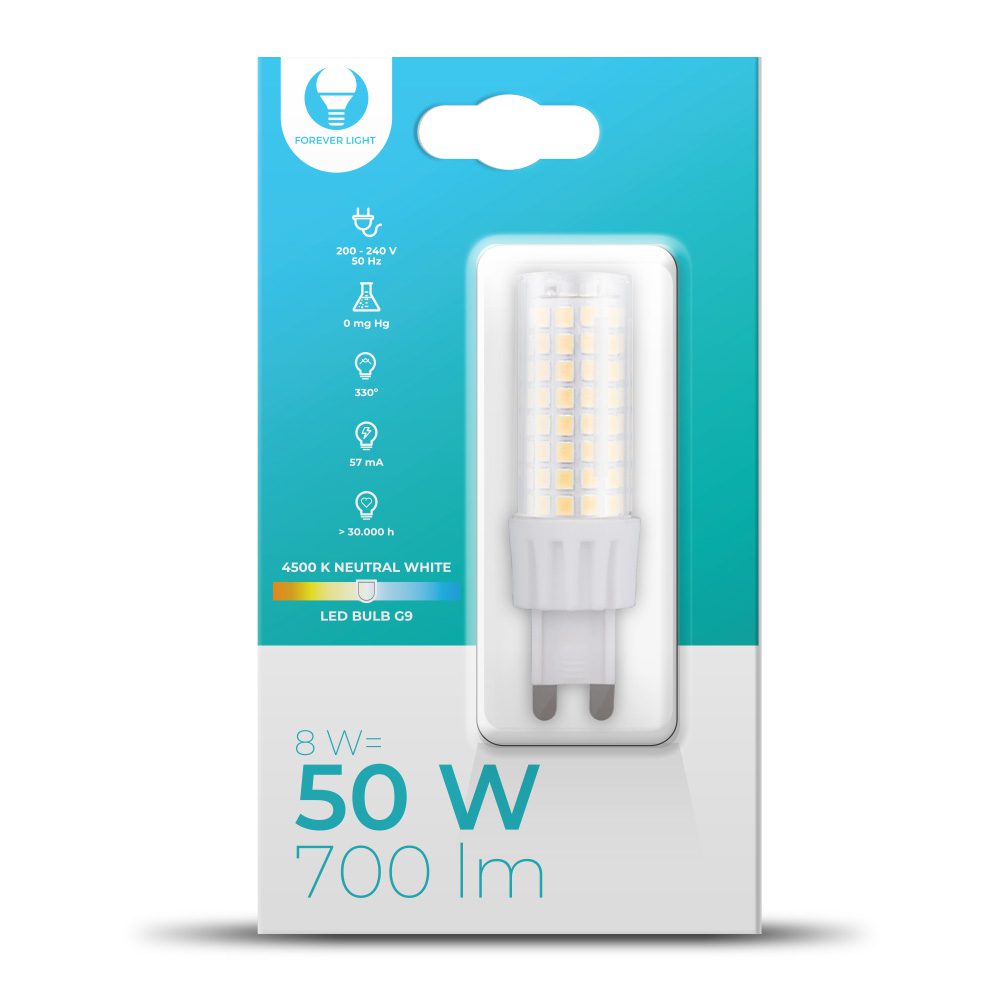204676_oryg LED Bulb G9 8W 230V 4500K 700lm Forever Light