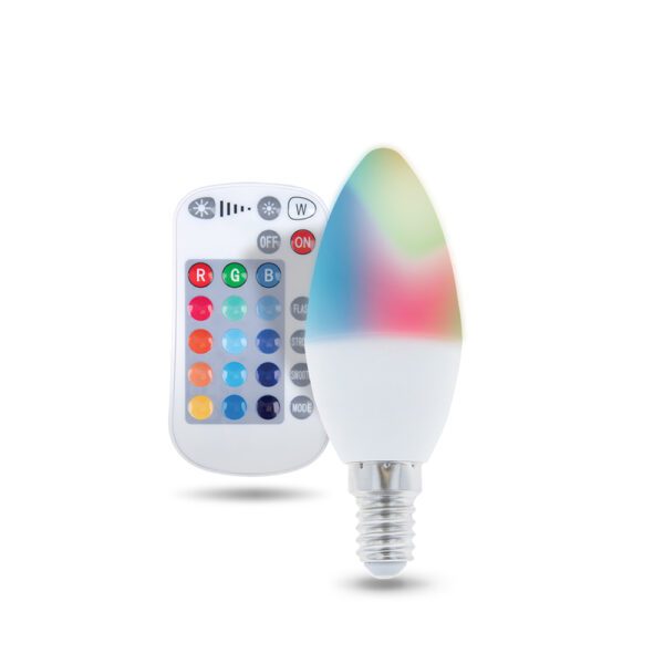 204684_oryg LED Bulb E14 C37 RGB + White 5W + RC Forever Light