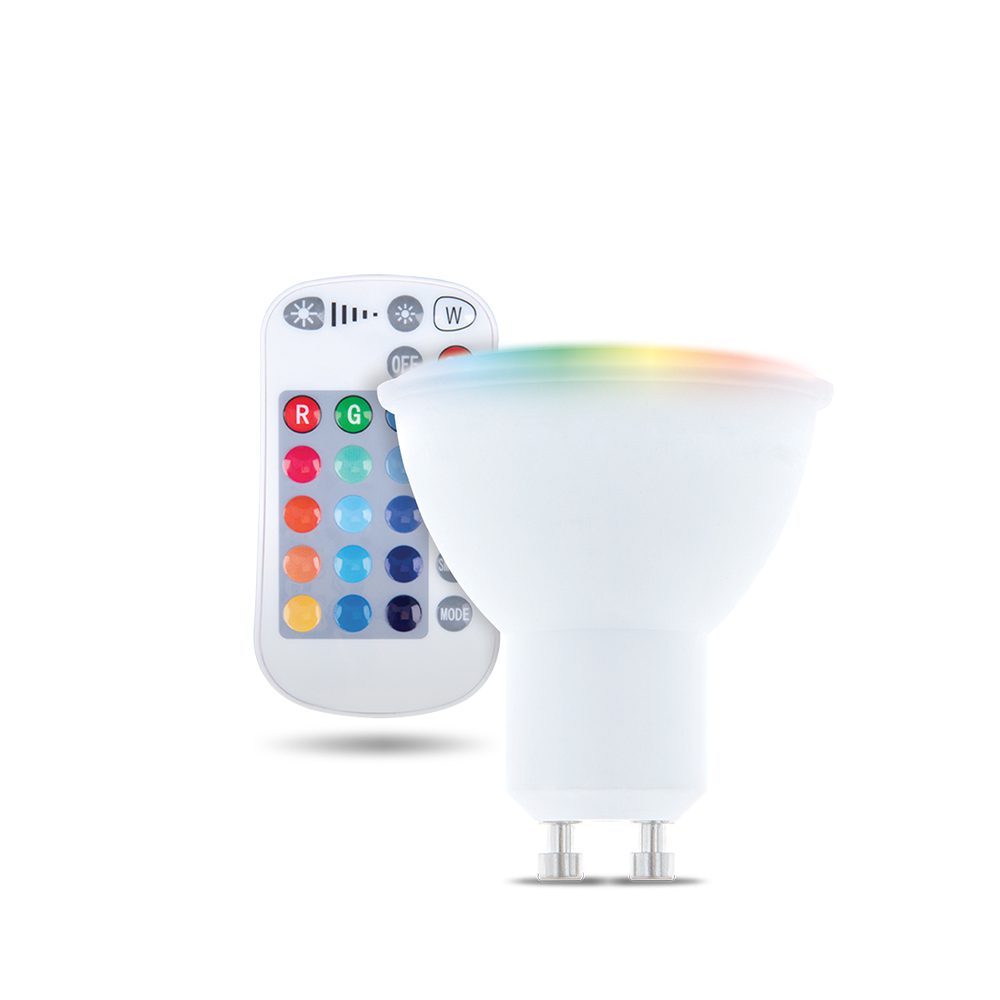 204686_oryg LED Bulb GU10 RGB + White 5W + RC Forever Light