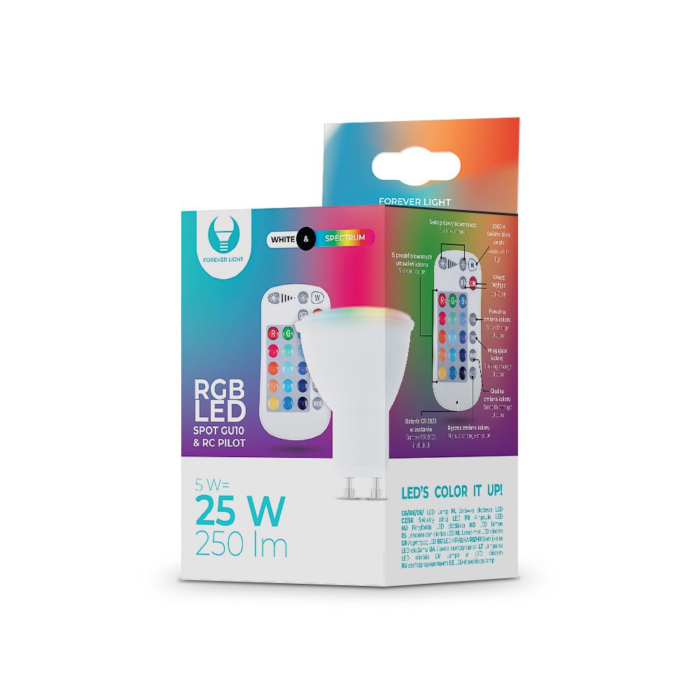 205284_oryg LED Bulb GU10 RGB + White 5W + RC Forever Light