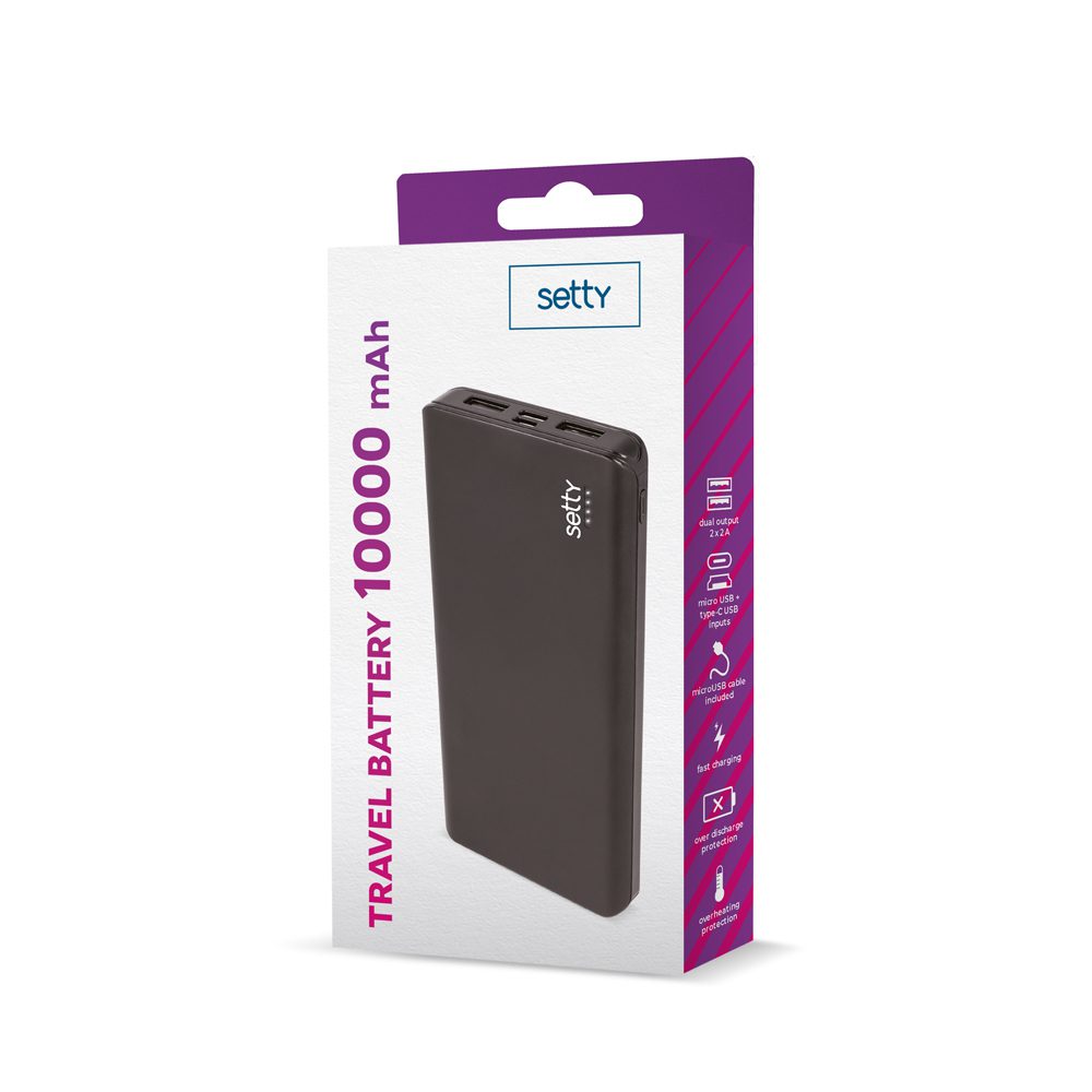 Setty power bank 10000 mAh in-out black