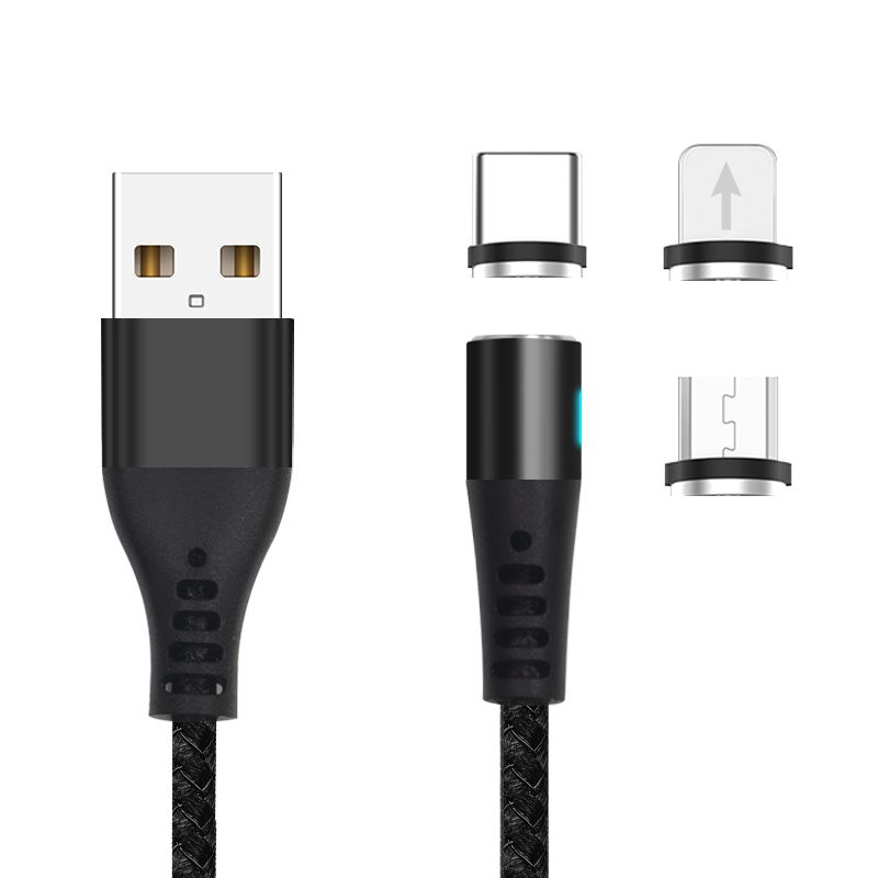 210921_oryg Maxlife MXUC-02 magnetic cable USB - Lightning + USB-C + microUSB 1,0 m 2A black nylon