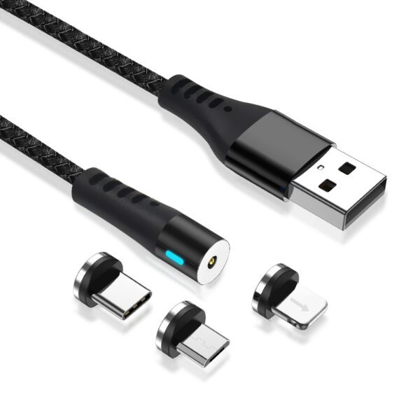 210922_oryg Maxlife MXUC-02 magnetic cable USB - Lightning + USB-C + microUSB 1,0 m 2A black nylon