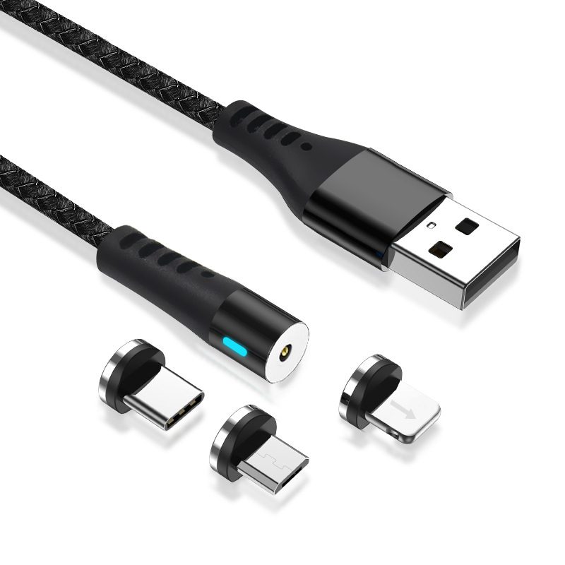 210922_oryg Maxlife MXUC-02 magnetic cable USB - Lightning + USB-C + microUSB 1,0 m 2A black nylon